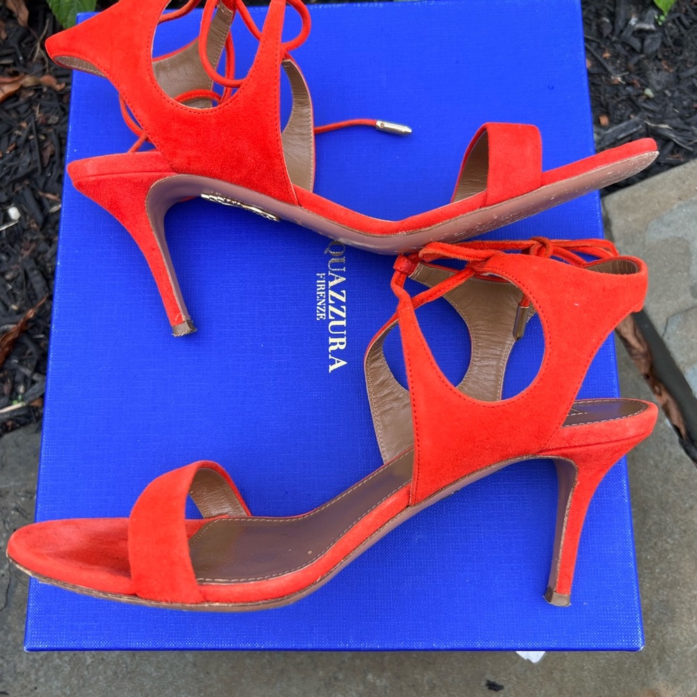 Aquazzura Collette Orange Clementine open toe Sandals 37 - Picture 7 of 7